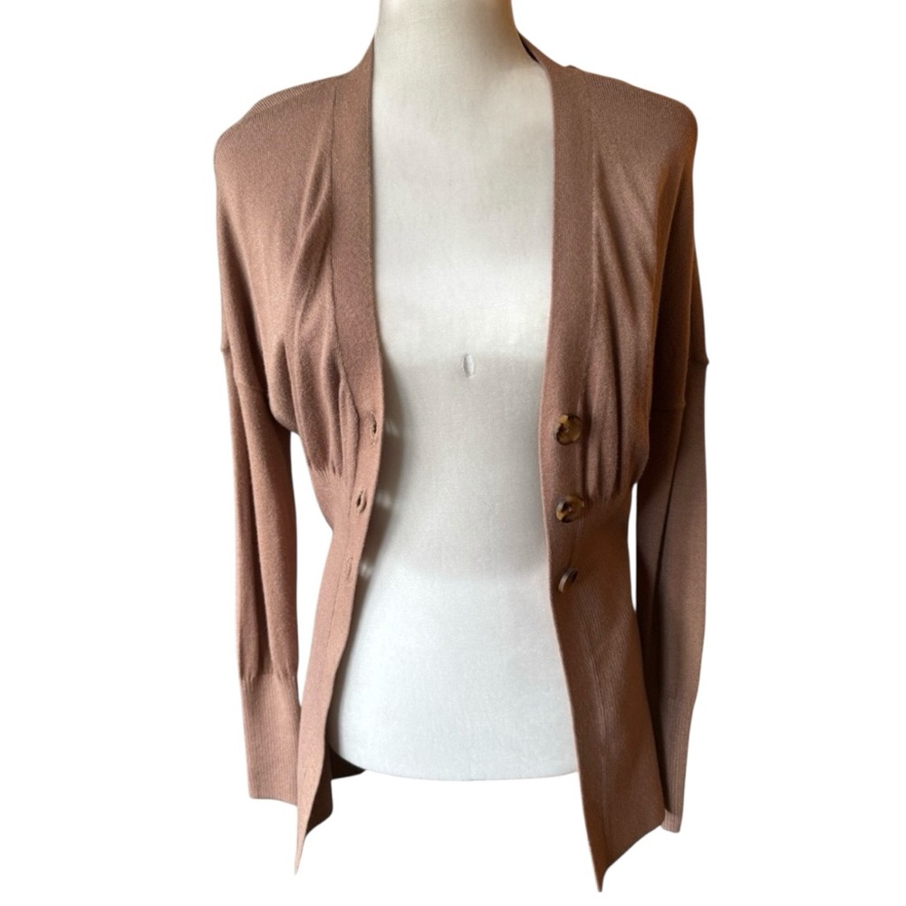BCBGMAXAZRIA 3 Button Taupe Cardigan Sweater Long Sleeve Size XS NWTS